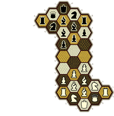 Illustration of Hexes 3-Pawn chess for two players.