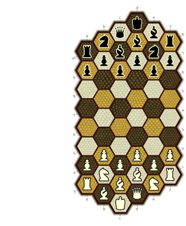 Illustration of Hexes 6-pawn chess.