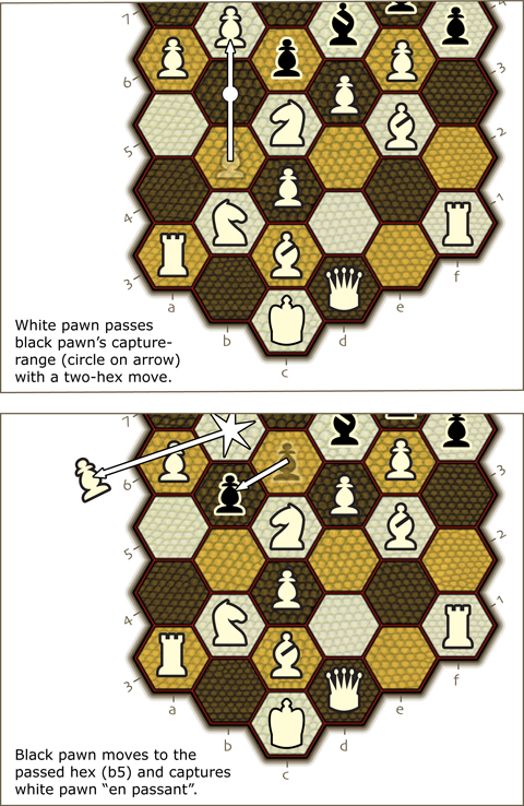 drawing of the 6-pawn board showing en passant capture