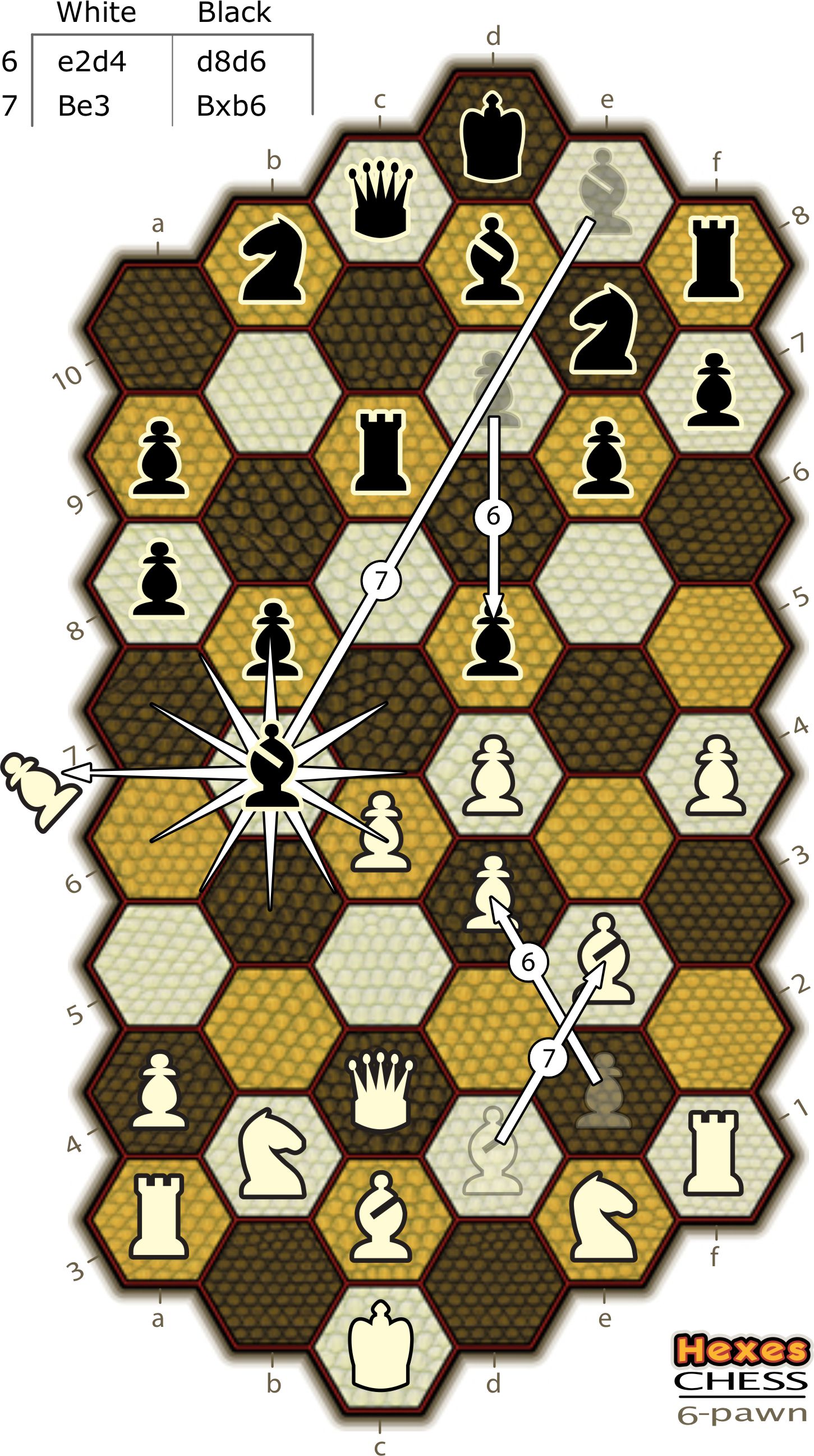 drawing showing of the first five moves of the match