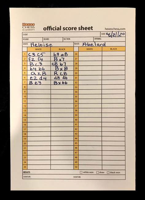 Hexes 6-Pawn rules: Notation