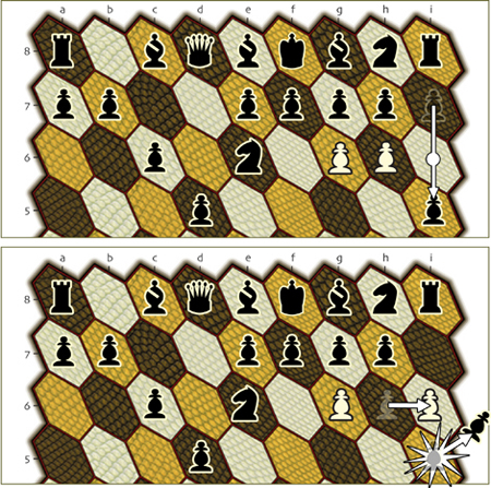 drawing of the 9-pawn board showing en passant capture